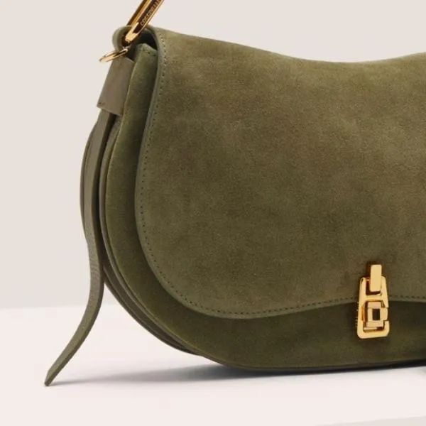 Coccinelle Magie Suede Bimaterial Medium Laurel Green Women Coccinelle Top Handle Bag