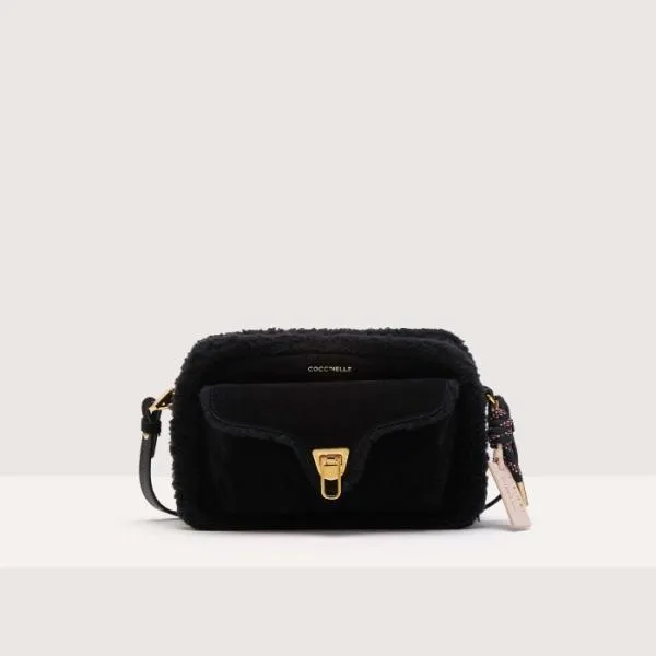 Coccinelle X Inuikii Beat Eco Shearling Small Noirnoir Women Coccinelle Crossbody Bags