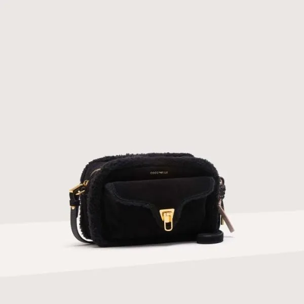 Coccinelle X Inuikii Beat Eco Shearling Small Noirnoir Women Coccinelle Crossbody Bags