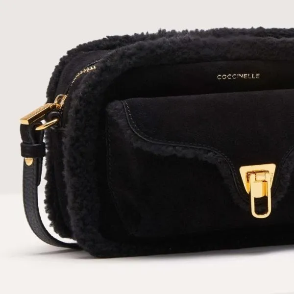 Coccinelle X Inuikii Beat Eco Shearling Small Noirnoir Women Coccinelle Crossbody Bags