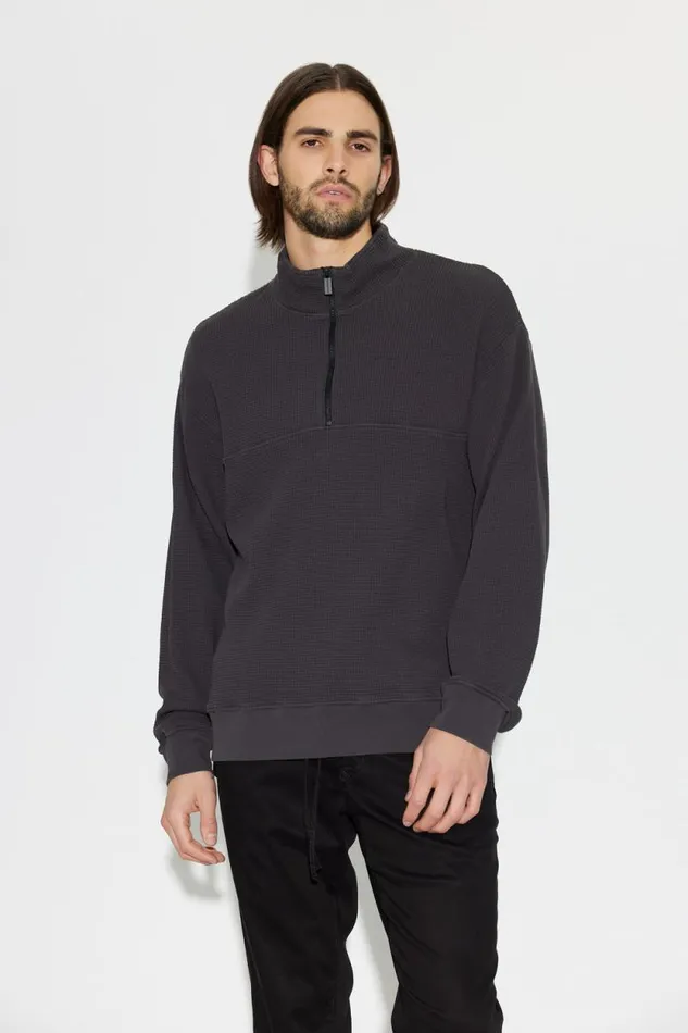 COTTON CITIZEN SHIRTS Cooper Half Zip Thermal Charcoal 8211 Men