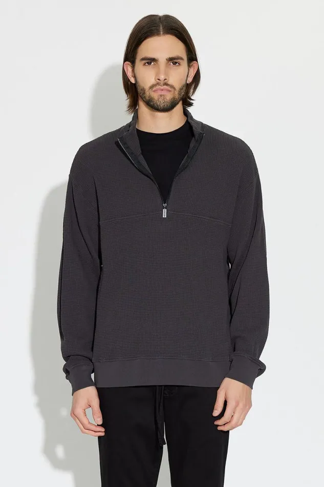COTTON CITIZEN SHIRTS Cooper Half Zip Thermal Charcoal 8211 Men
