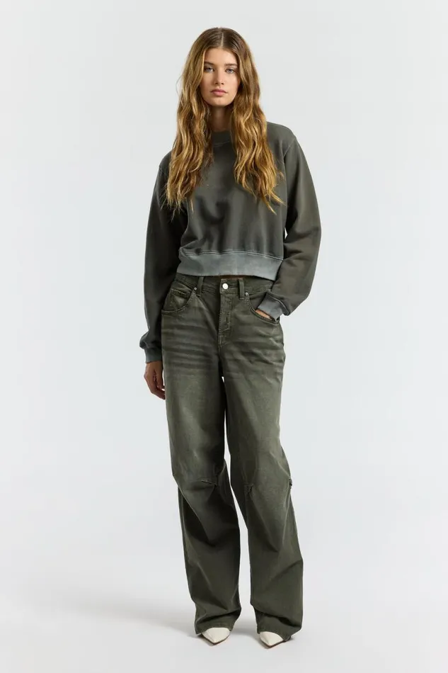 COTTON CITIZEN SWEATSHIRTS Milan Crew Sweatshirt Vintage Steel Gray 8211 Women