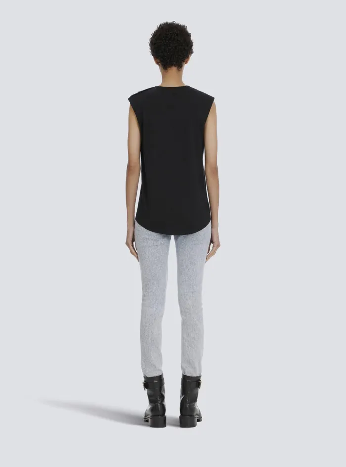 Cotton Tshirt With Logo Print Gold Women Balmain TShirts