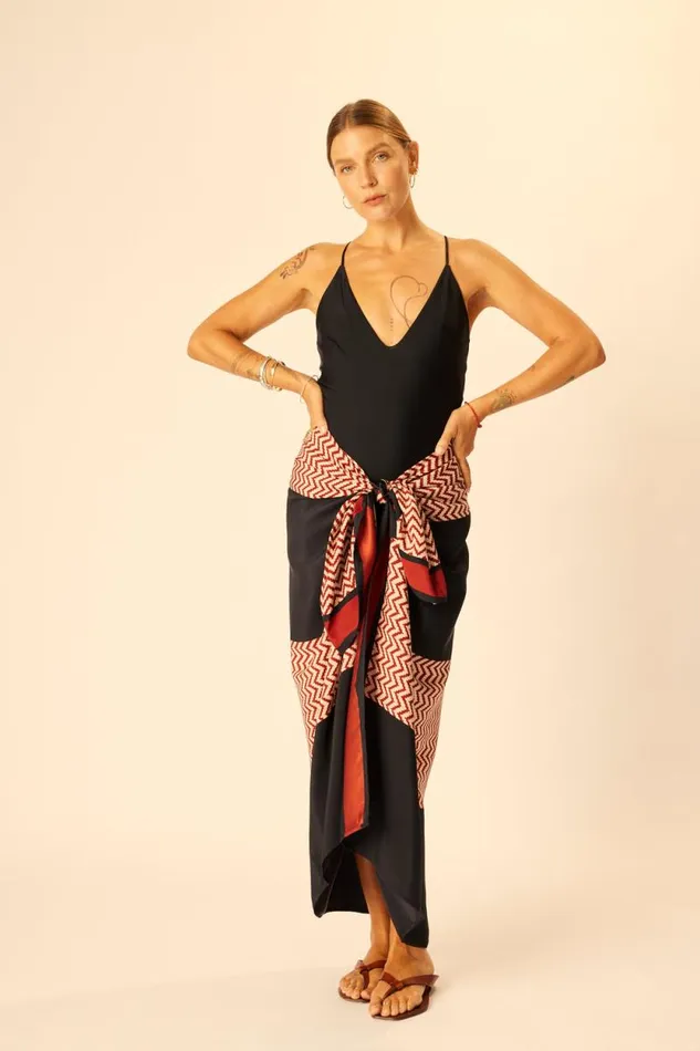 Coverups Shop Natalie Martin SARONGSCARF Block Zigzag Noire