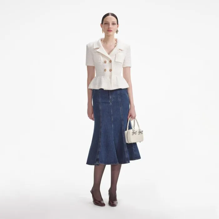 Cream Textured Knit Top Women Self Portrait Tops