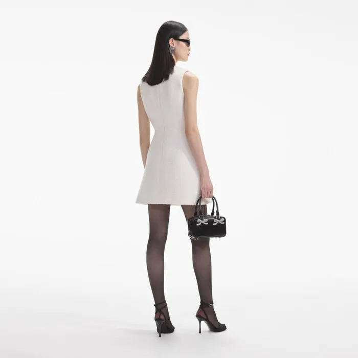 Cream Tinsel Boucle Buttoned Mini Dress Women Self Portrait Dresses