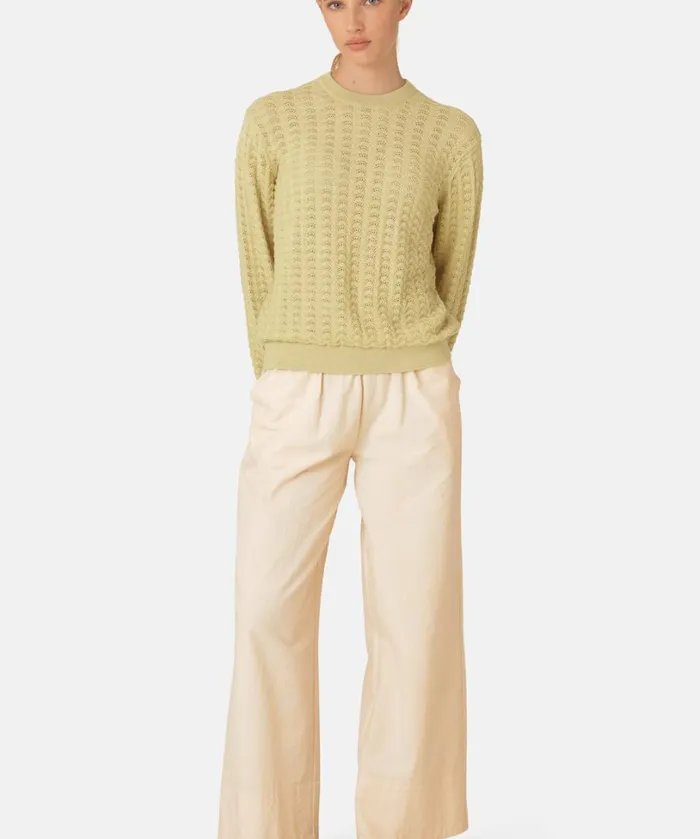 Crew Neck 8211 Olive Grass Clothing Ilse Jacobsen Knitwear