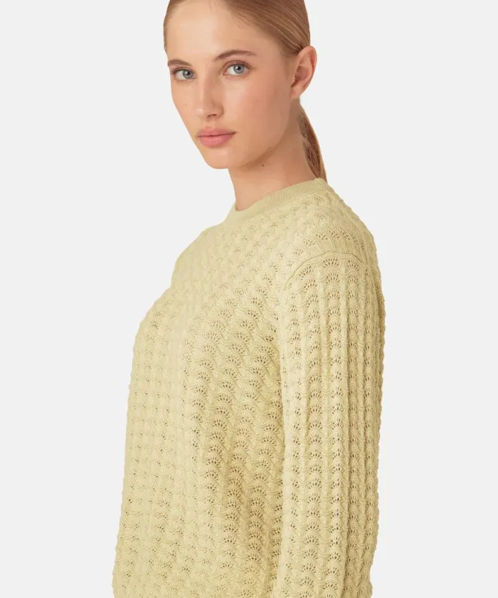 Crew Neck 8211 Olive Grass Clothing Ilse Jacobsen Knitwear