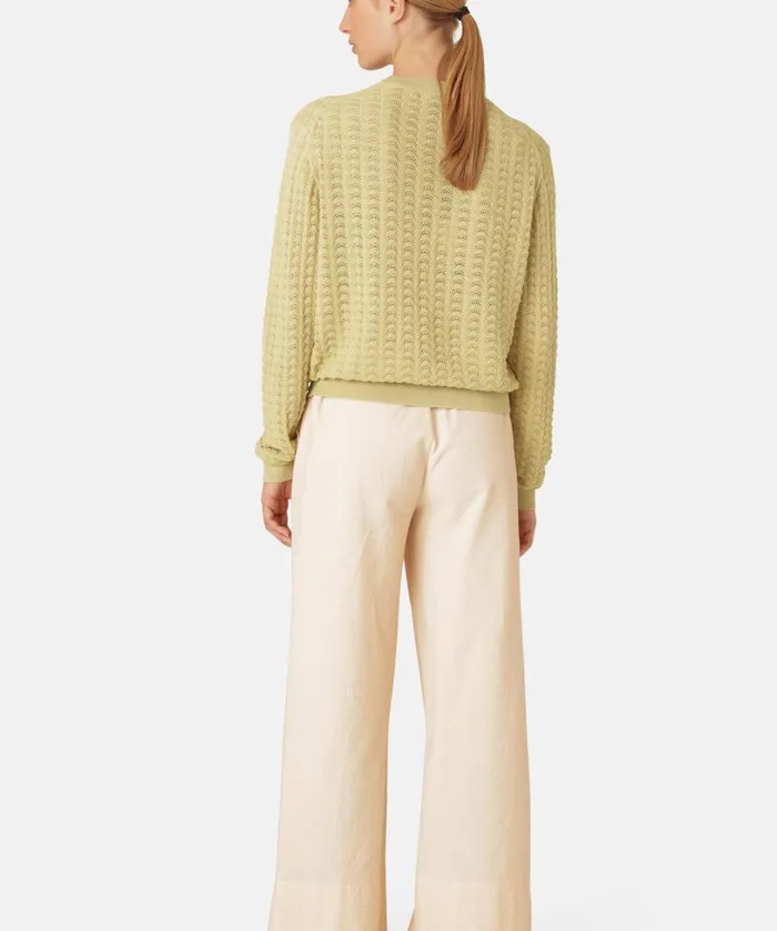 Crew Neck 8211 Olive Grass Clothing Ilse Jacobsen Knitwear