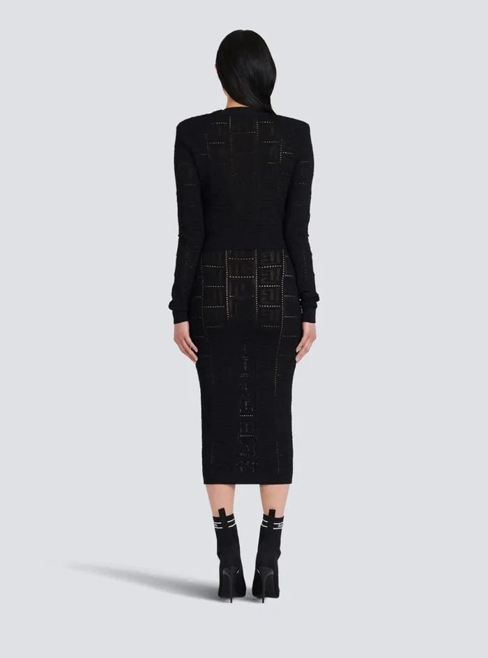 Cropped Ecodesigned Sweater With Monogram Black Women Balmain Knitwear