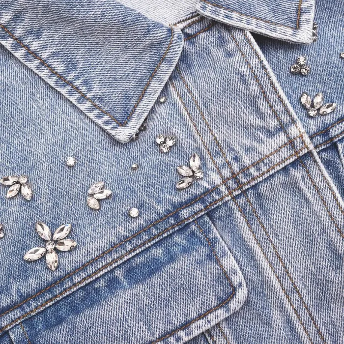 Crystal Embellished Denim Jacket Women Self Portrait Denim Crystal Embellished Denim Jacket Women Self Portrait Denim