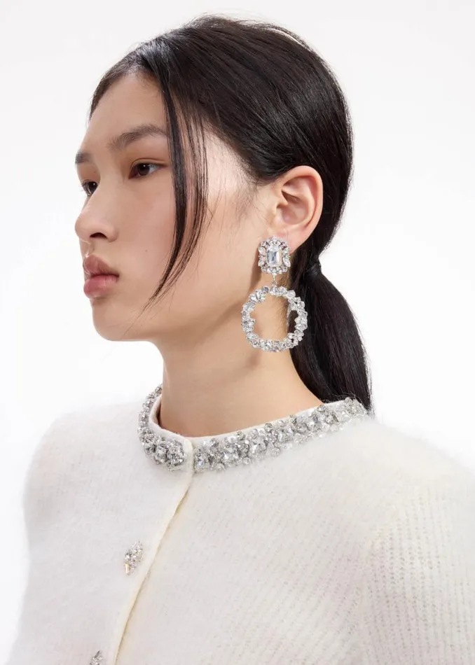 Crystal Hoop Earrings Women Self Portrait Jewellery Crystal Hoop Earrings Women Self Portrait Jewellery