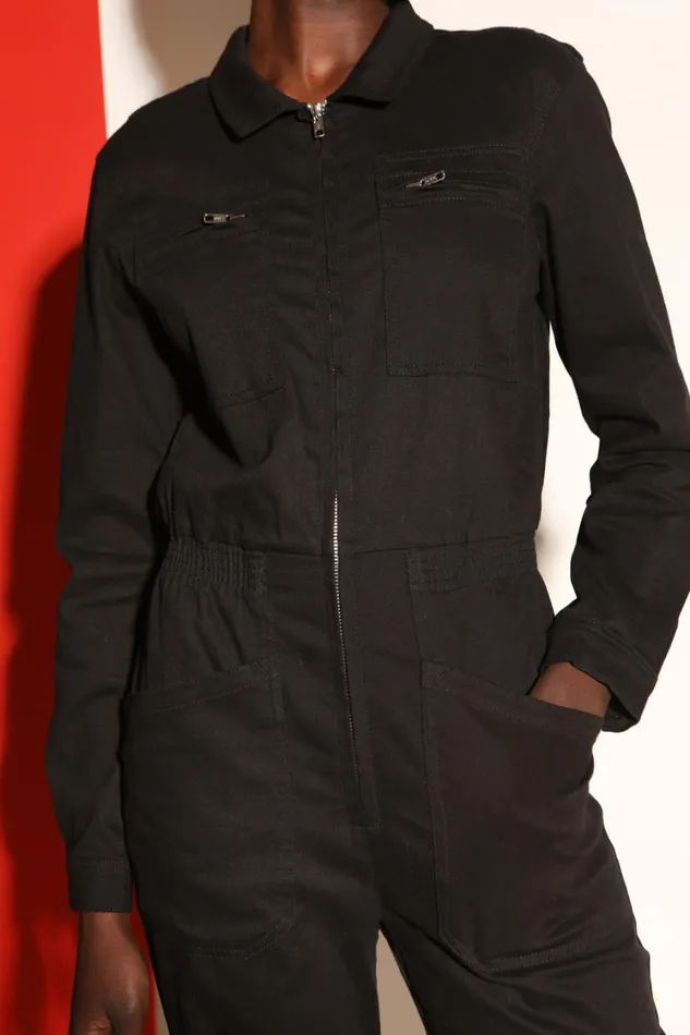 Danny Stretch Drill Boilersuit Black Womens LF Markey One Pieces