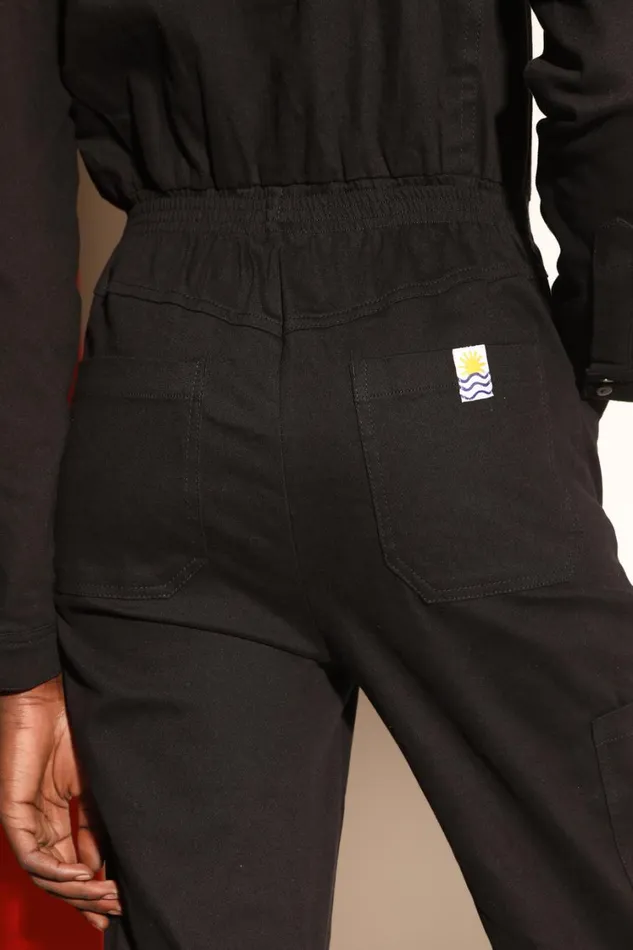 Danny Stretch Drill Boilersuit Black Womens LF Markey One Pieces