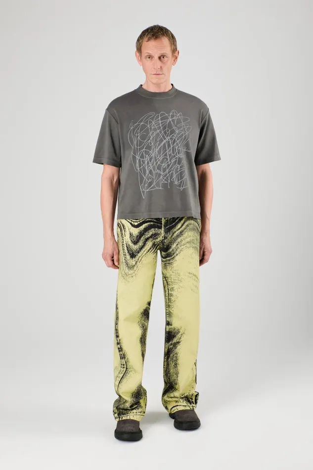 Denim Women Camper Denim Jeans YellowBlack Distorted Print Denim Jeans