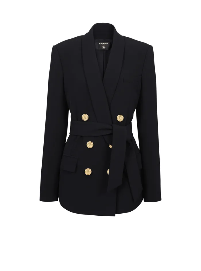 Doublebreasted Fuchsia Ecodesigned Blazer Black Women Balmain Jackets And Blazers