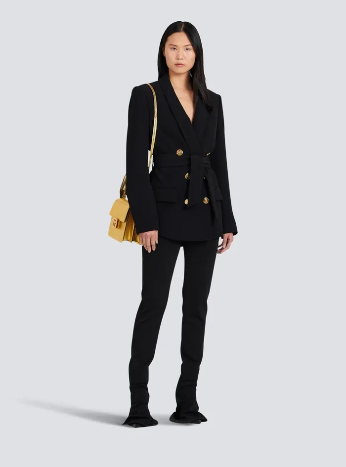 Doublebreasted Fuchsia Ecodesigned Blazer Black Women Balmain Jackets And Blazers