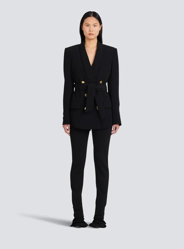Doublebreasted Fuchsia Ecodesigned Blazer Black Women Balmain Jackets And Blazers