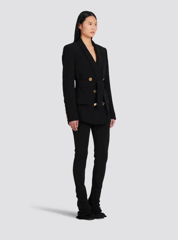 Doublebreasted Fuchsia Ecodesigned Blazer Black Women Balmain Jackets And Blazers