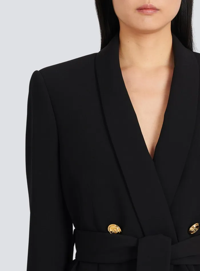 Doublebreasted Fuchsia Ecodesigned Blazer Black Women Balmain Jackets And Blazers