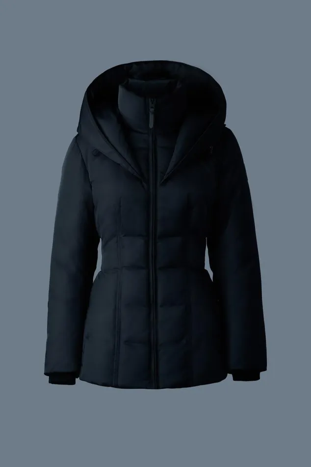 Downs and Jackets Women Mackage ALANA Tech Satin Medium Down Jacket Black