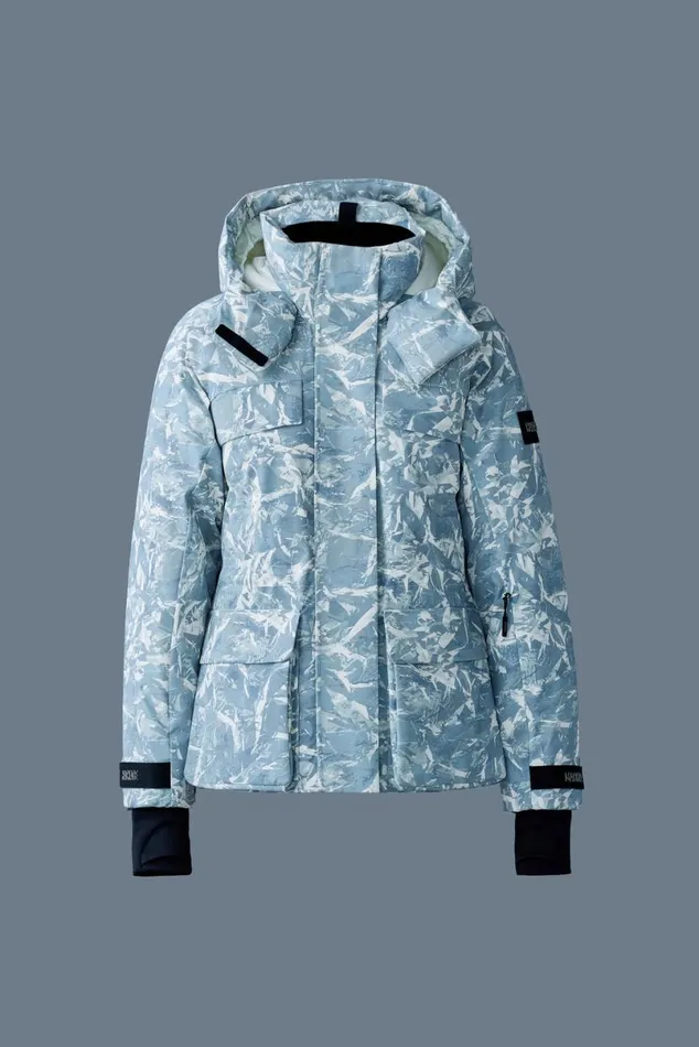Downs and Jackets Women Mackage ICLYNFP Frost Print Down Ski Jacket Sky Blue Frost