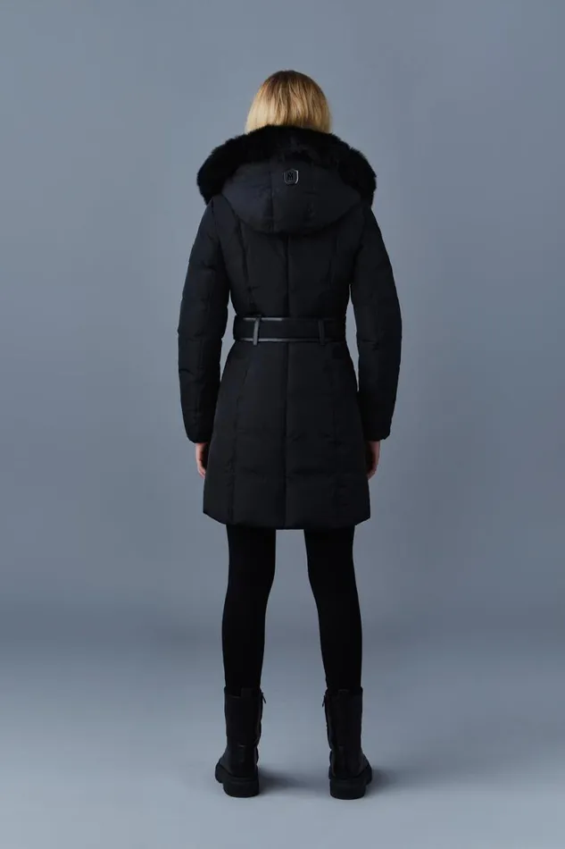 Downs and Jackets Women Mackage KAY Down Coat With Blue Fox Fur Signature Mackage Collar Black