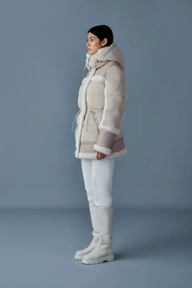 Downs and Jackets Women Mackage LILIBETH Mixedmedia Shearling Down Parka Blacknatural