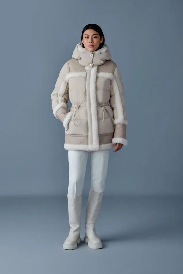 Downs and Jackets Women Mackage LILIBETH Mixedmedia Shearling Down Parka Blacknatural