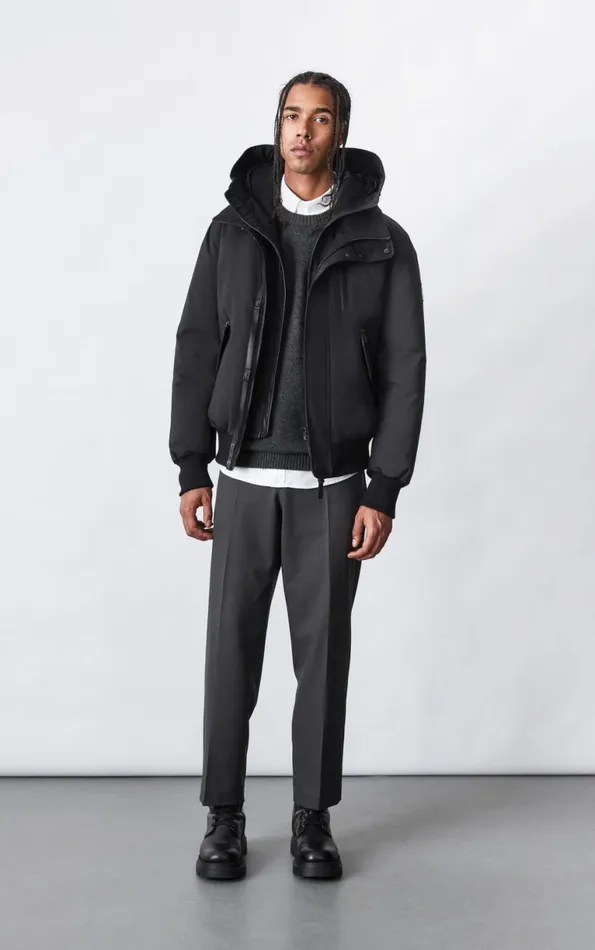 Downs and Parkas Men Mackage DIXON 2In1 Down Bomber Jacket With Hooded Bib For Men Black Downs and Parkas Men Mackage DIXON 2In1 Down Bomber Jacket With Hooded Bib For Men Black