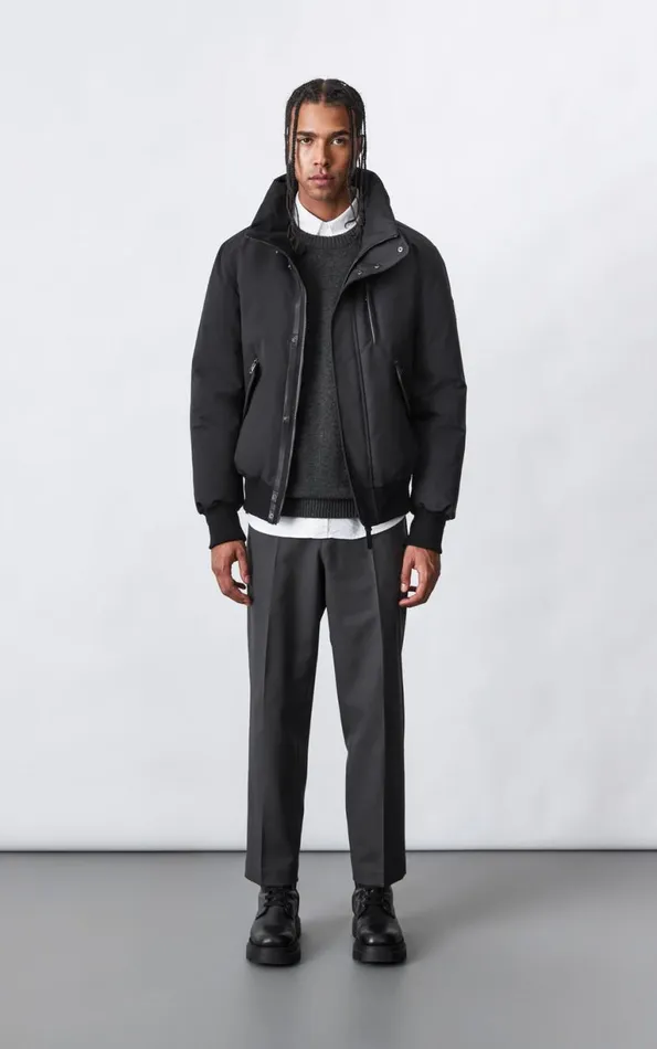 Downs and Parkas Men Mackage DIXON 2In1 Down Bomber Jacket With Hooded Bib For Men Black Downs and Parkas Men Mackage DIXON 2In1 Down Bomber Jacket With Hooded Bib For Men Black
