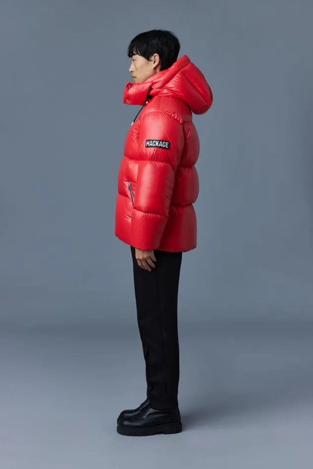 Downs and Parkas Men Mackage KENTZ Lustrous Down Jacket With Hood White