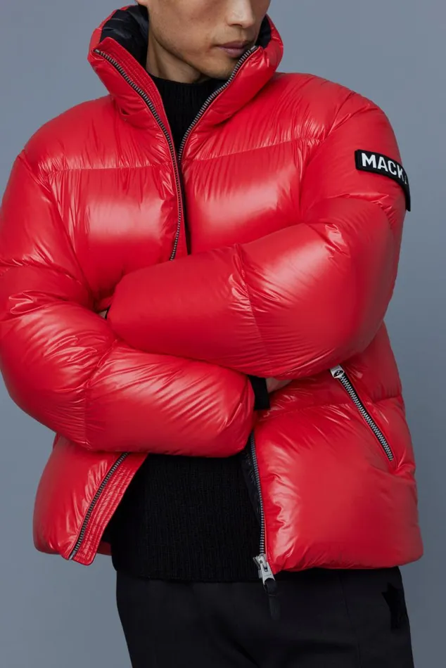 Downs and Parkas Men Mackage KENTZ Lustrous Down Jacket With Hood White