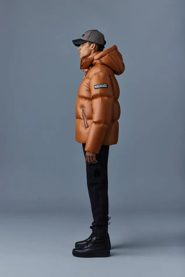 Downs and Parkas Men Mackage KENTZ Lustrous Down Jacket With Hood White