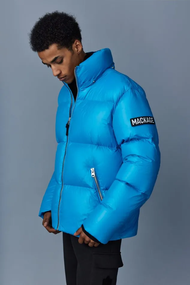 Downs and Parkas Men Mackage KENTZ Lustrous Down Jacket With Hood White