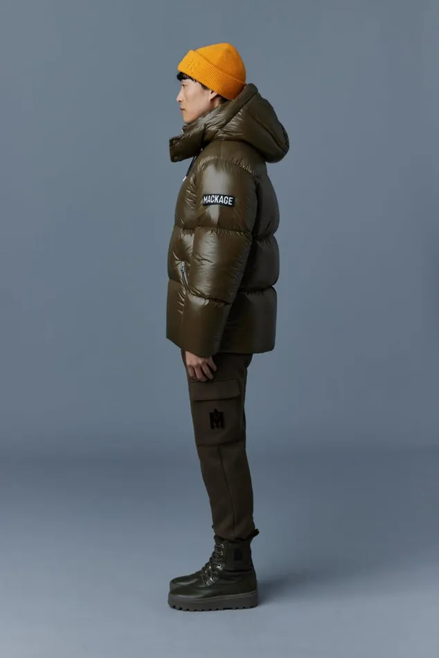Downs and Parkas Men Mackage KENTZ Lustrous Down Jacket With Hood White