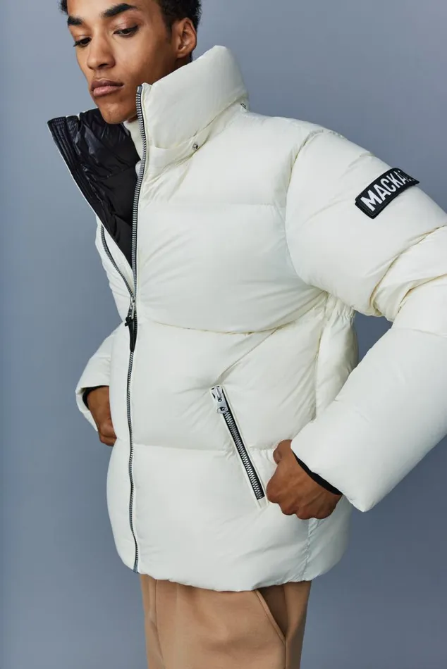 Downs and Parkas Men Mackage KENTZ Lustrous Down Jacket With Hood White