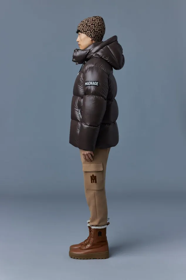 Downs and Parkas Men Mackage KENTZ Lustrous Down Jacket With Hood White