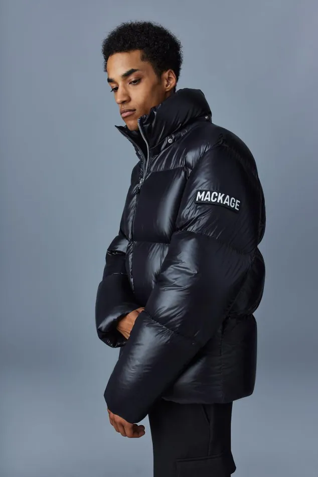 Downs and Parkas Men Mackage KENTZ Lustrous Down Jacket With Hood White