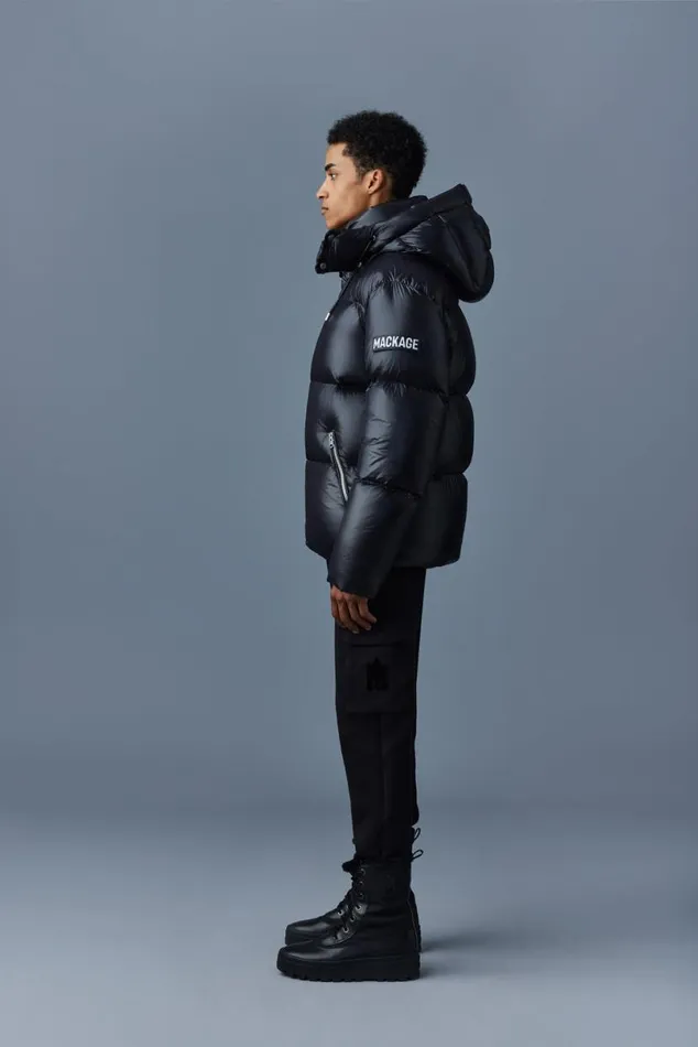 Downs and Parkas Men Mackage KENTZ Lustrous Down Jacket With Hood White
