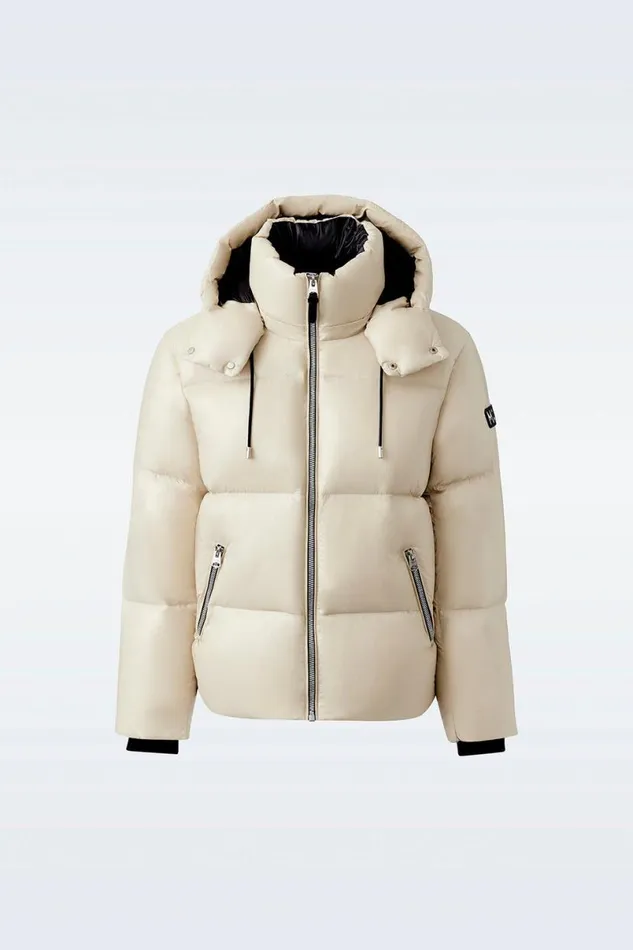 Downs and Parkas Men Mackage KENTZ Lustrous Down Jacket With Hood White
