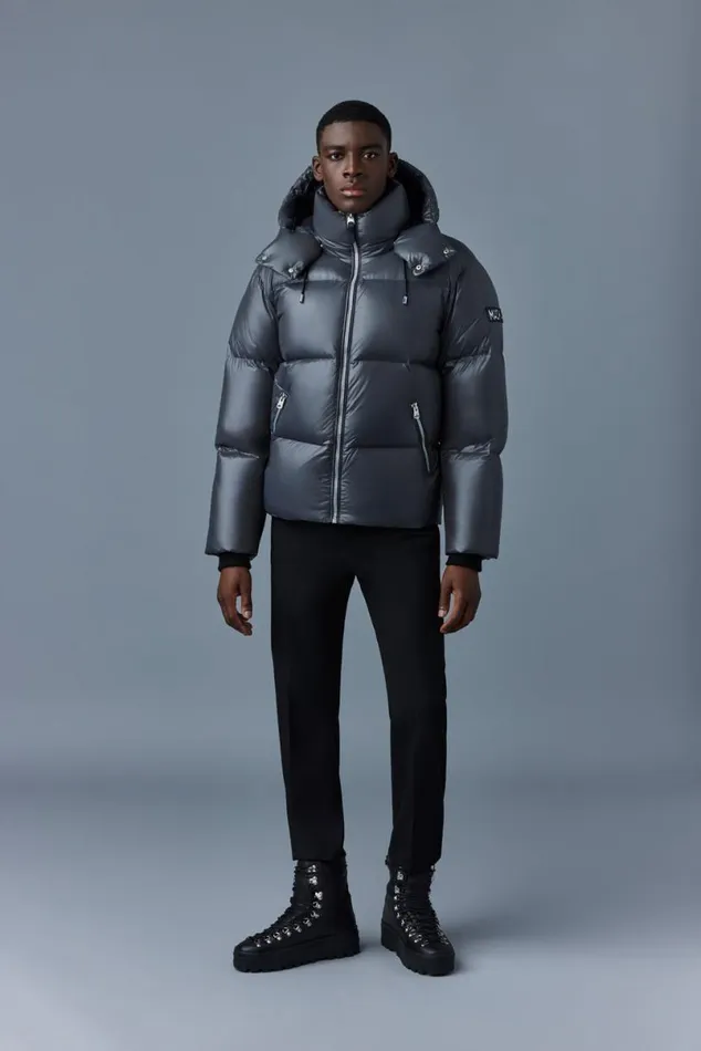 Downs and Parkas Men Mackage KENTZ Lustrous Down Jacket With Hood White