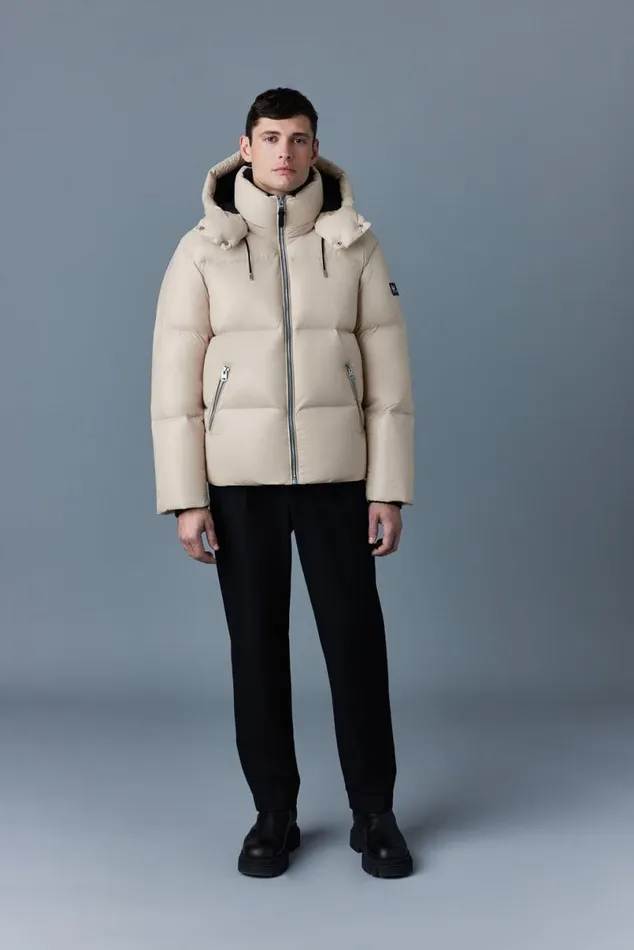 Downs and Parkas Men Mackage KENTZ Lustrous Down Jacket With Hood White
