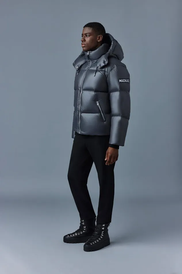 Downs and Parkas Men Mackage KENTZ Lustrous Down Jacket With Hood White