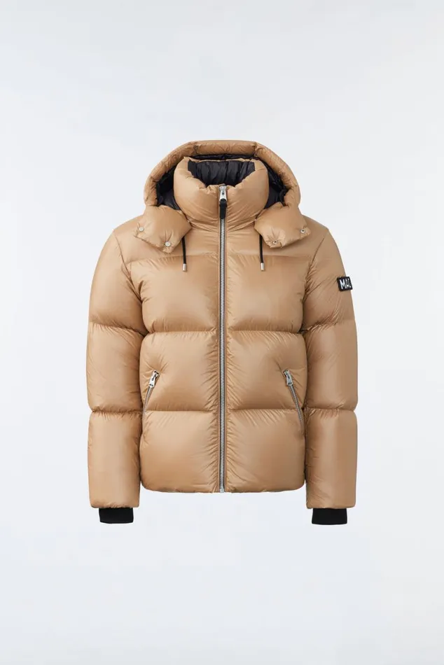 Downs and Parkas Men Mackage KENTZ Lustrous Down Jacket With Hood White