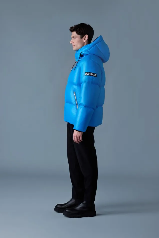 Downs and Parkas Men Mackage KENTZ Lustrous Down Jacket With Hood White