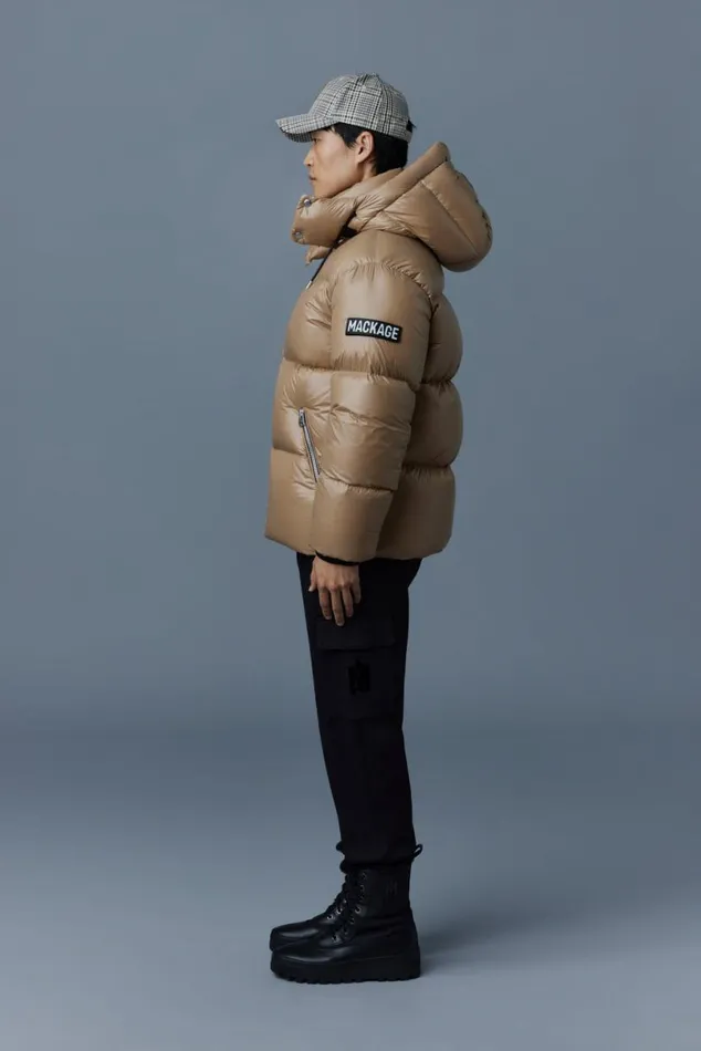 Downs and Parkas Men Mackage KENTZ Lustrous Down Jacket With Hood White
