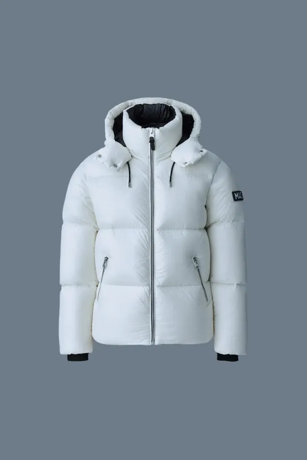 Downs and Parkas Men Mackage KENTZ Lustrous Down Jacket With Hood White