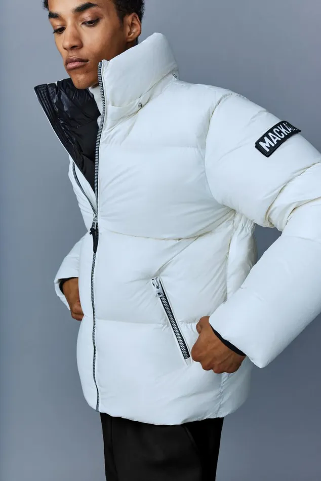Downs and Parkas Men Mackage KENTZ Lustrous Down Jacket With Hood White